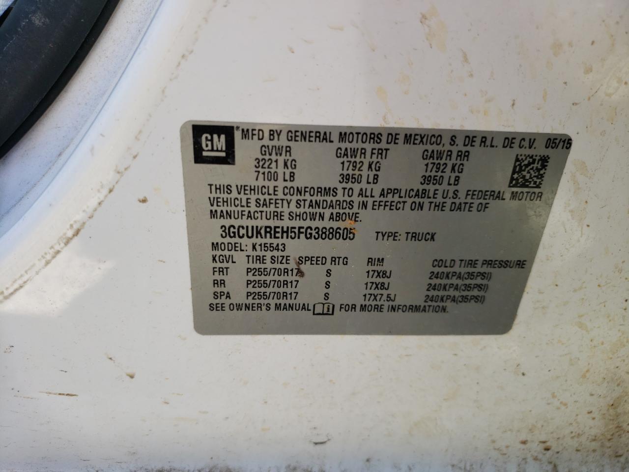 Photo 10 from auction – 2015 CHEVROLET SILVERADO with VIN 3GCUKREH5FG388605