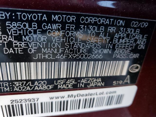 Photo 10 from auction – 2009 LEXUS LS 460 with VIN JTHCL46FX95002666