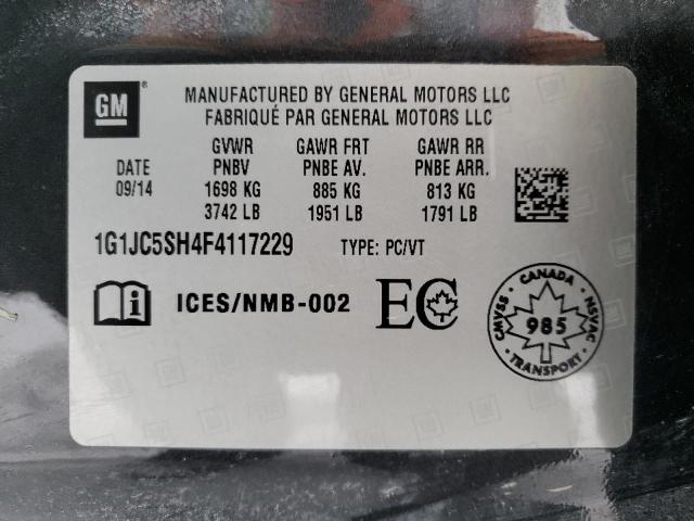 Photo 10 from auction – 2015 CHEVROLET SONIC LT with VIN 1G1JC5SH4F4117229