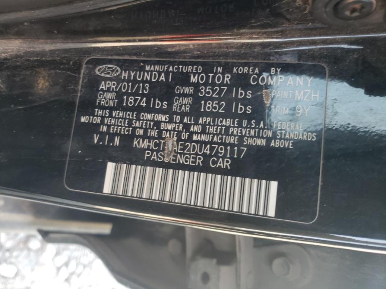 Photo 10 from auction – 2013 HYUNDAI ACCENT GLS with VIN KMHCT4AE2DU479117