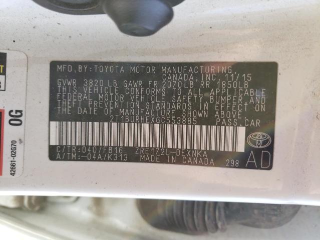 Photo 10 from auction – 2016 TOYOTA COROLLA L with VIN 2T1BURHEXGC553885