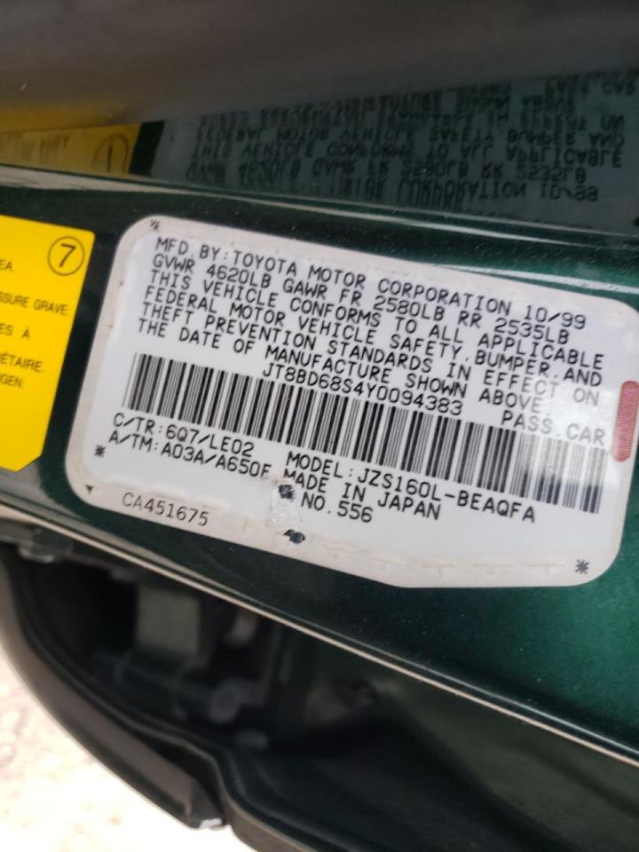 Photo 10 from auction – 2000 LEXUS GS 300 with VIN JT8BD68S4Y0094383