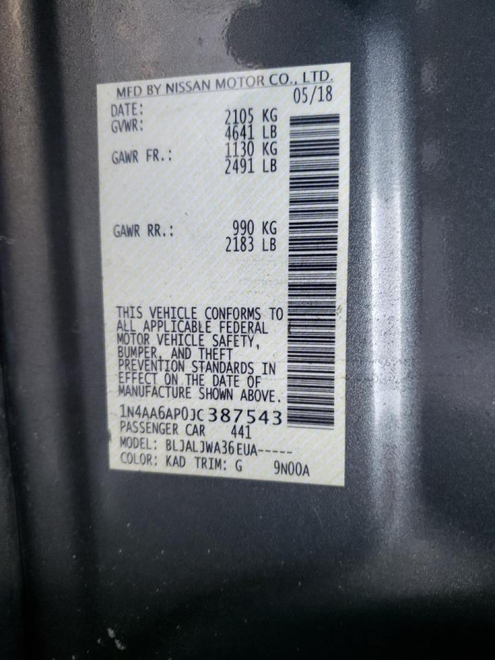 Photo 10 from auction – 2018 NISSAN MAXIMA 3.5 with VIN 1N4AA6AP0JC387543