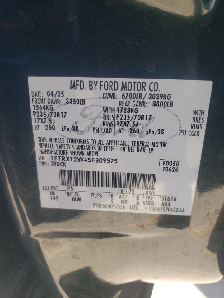 Photo 10 from auction – 2005 FORD F150 with VIN 1FTRX12W45FB09575