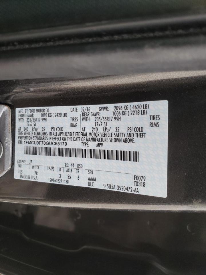 Photo 10 from auction – 2016 FORD ESCAPE S with VIN 1FMCU0F70GUC65179