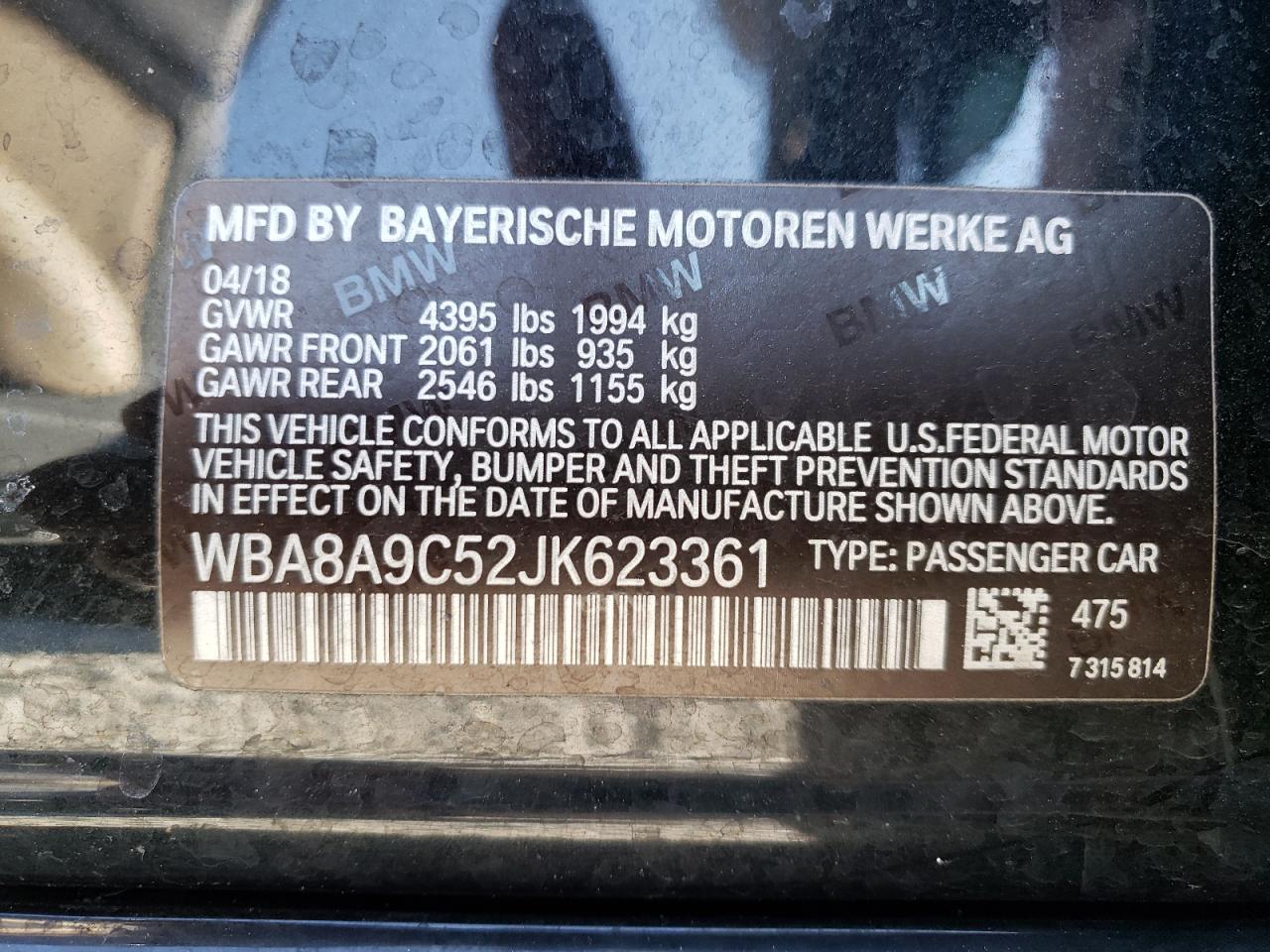 Photo 10 from auction – 2018 BMW 320 I with VIN WBA8A9C52JK623361