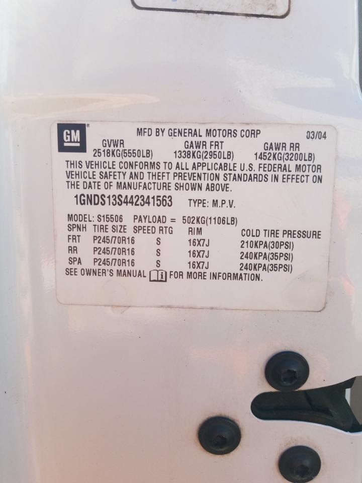Photo 10 from auction – 2004 CHEVROLET TRAILBLAZE with VIN 1GNDS13S442341563