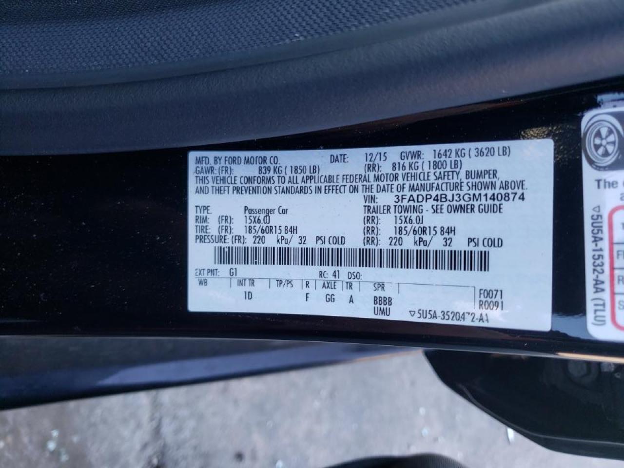 Photo 10 from auction – 2016 FORD FIESTA SE with VIN 3FADP4BJ3GM140874