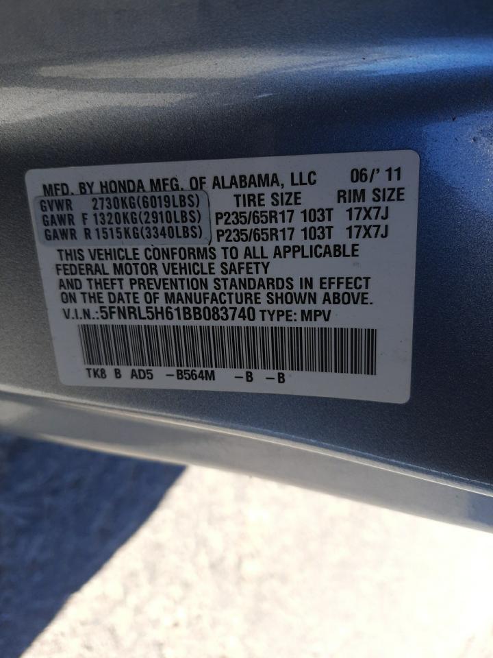 Photo 10 from auction – 2011 HONDA ODYSSEY EX with VIN 5FNRL5H61BB083740