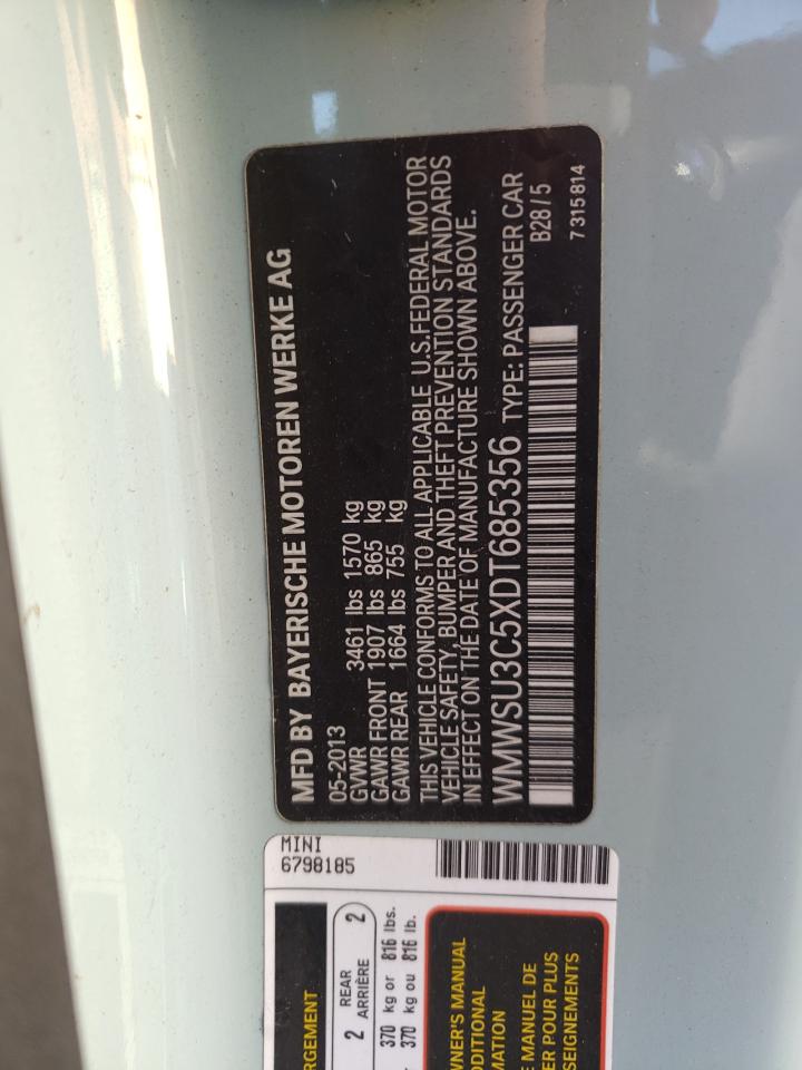 Photo 10 from auction – 2013 MINI COOPER with VIN WMWSU3C5XDT685356