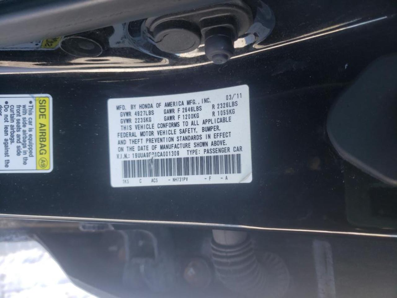 Photo 10 from auction – 2012 ACURA TL with VIN 19UUA9F71CA001309
