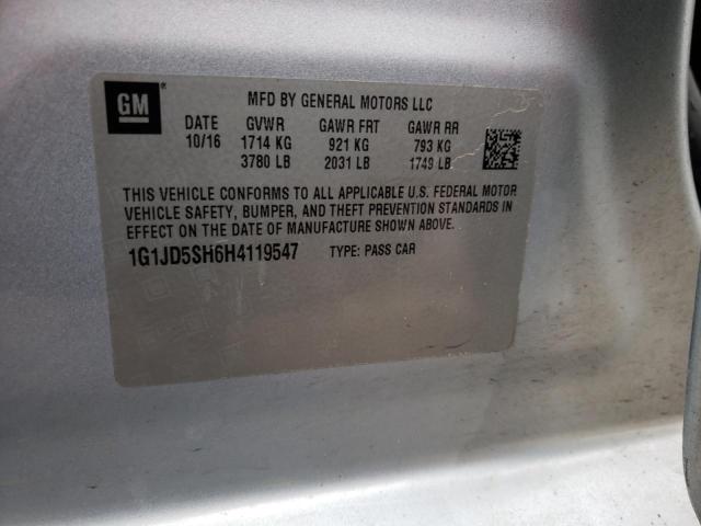 Photo 10 from auction – 2017 CHEVROLET SONIC LT with VIN 1G1JD5SH6H4119547