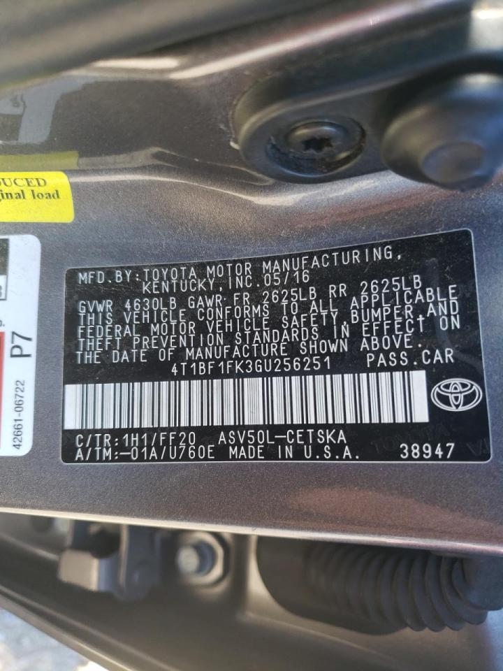 Photo 10 from auction – 2016 TOYOTA CAMRY LE with VIN 4T1BF1FK3GU256251
