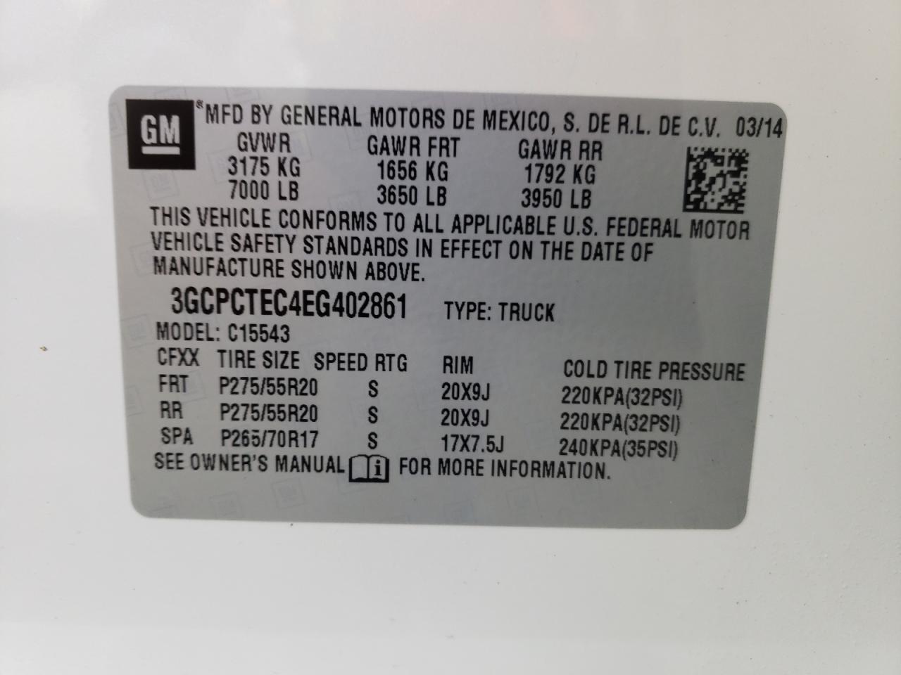 Photo 10 from auction – 2014 CHEVROLET SILVERADO with VIN 3GCPCTEC4EG402861