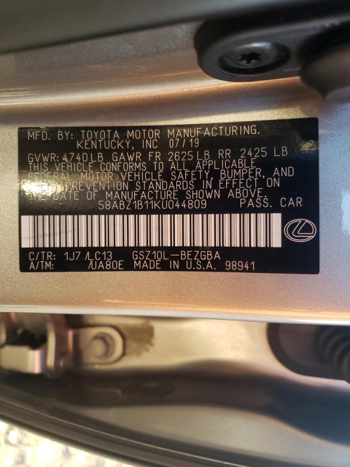 Photo 10 from auction – 2019 LEXUS ES 350 with VIN 58ABZ1B11KU044809