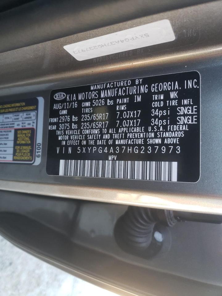 Photo 10 from auction – 2017 KIA SORENTO LX with VIN 5XYPG4A37HG237973