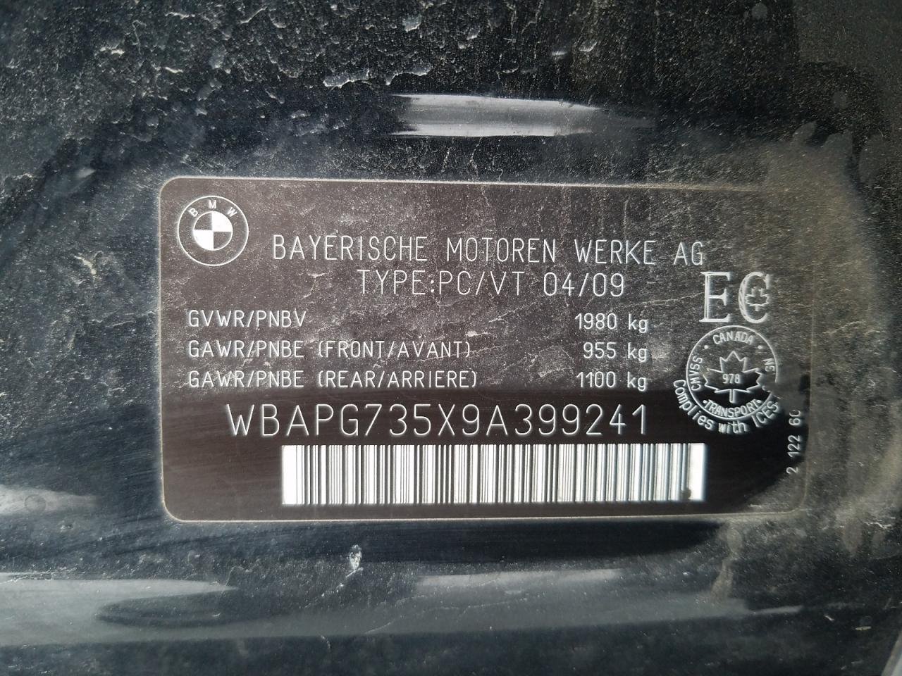 Photo 10 from auction – 2009 BMW 323 I with VIN WBAPG735X9A399241