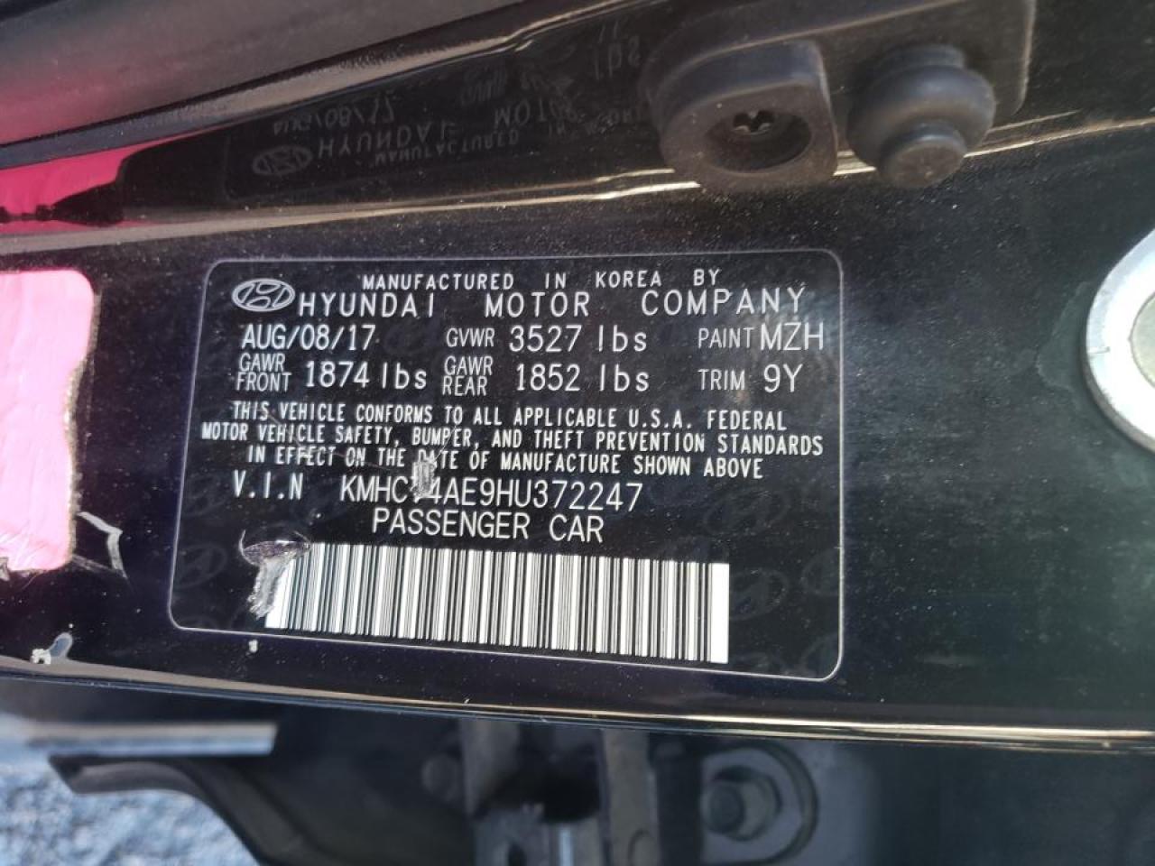 Photo 10 from auction – 2017 HYUNDAI ACCENT SE with VIN KMHCT4AE9HU372247