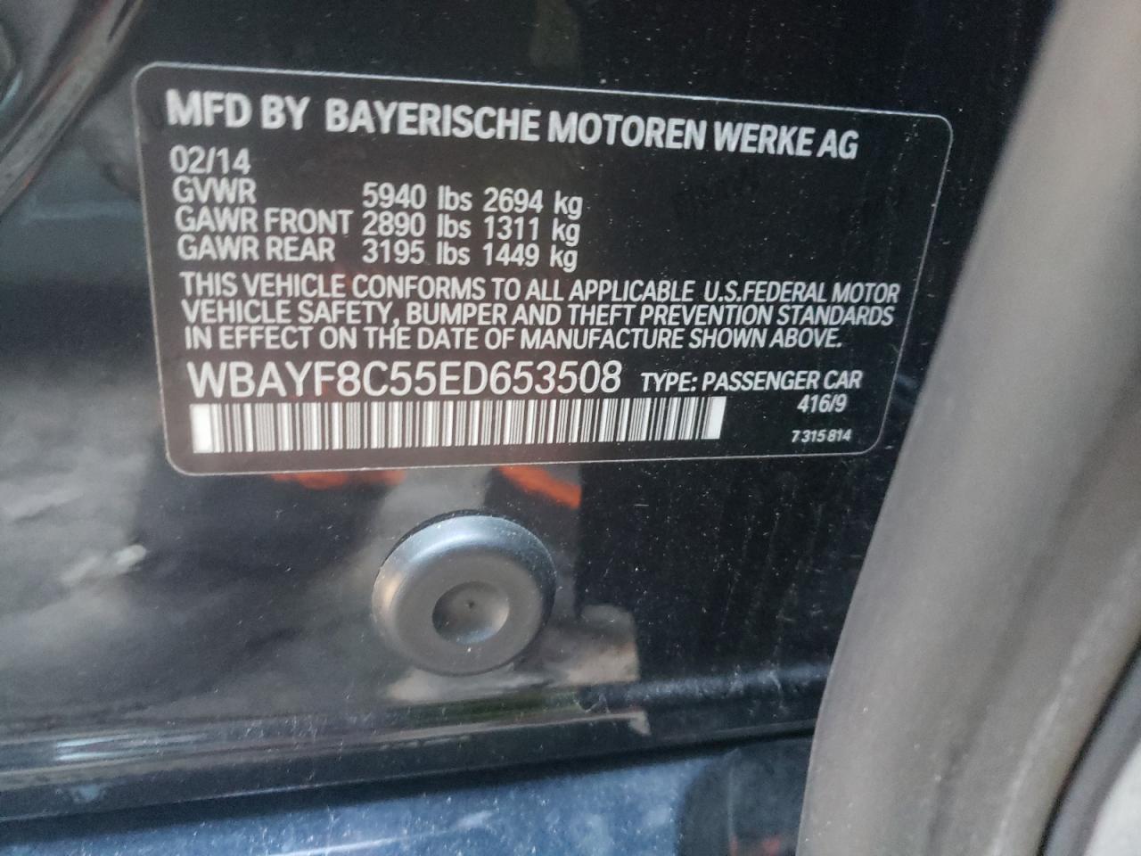 Photo 10 from auction – 2014 BMW 750 LXI with VIN WBAYF8C55ED653508