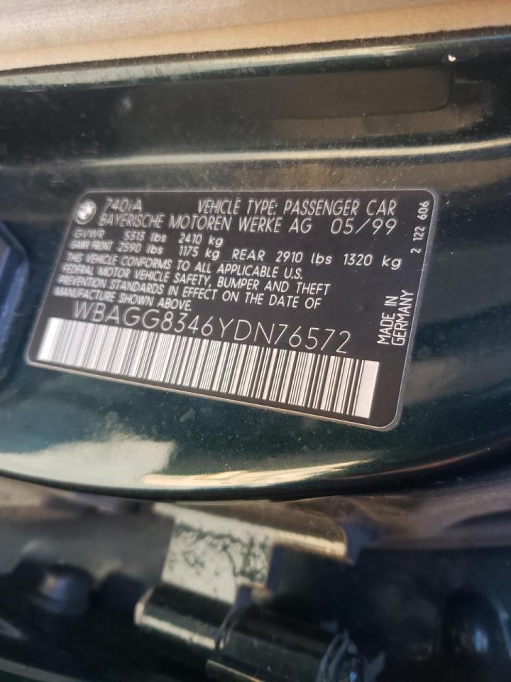 Photo 10 from auction – 2000 BMW 740 I AUTO with VIN WBAGG8346YDN76572