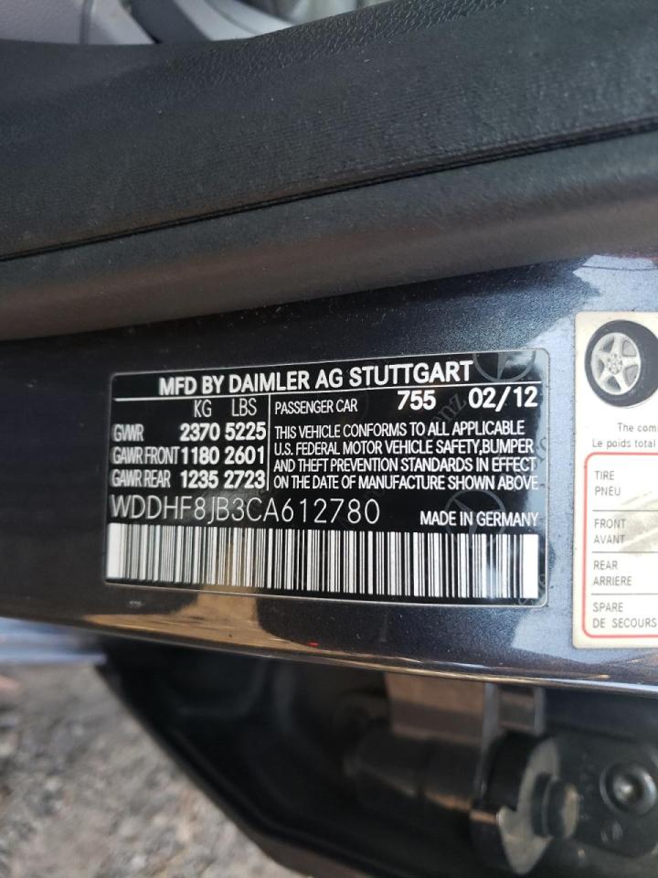 Photo 10 from auction – 2012 MERCEDES-BENZ E 350 4MAT with VIN WDDHF8JB3CA612780