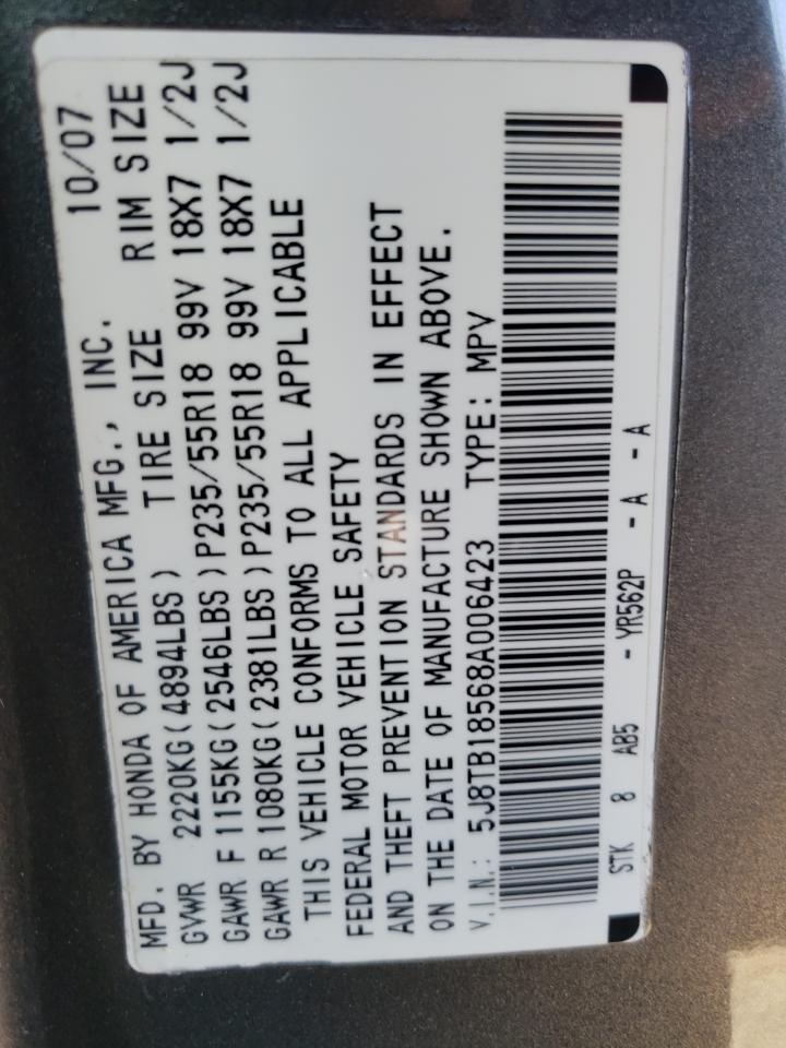 Photo 10 from auction – 2008 ACURA RDX TECHNO with VIN 5J8TB18568A006423