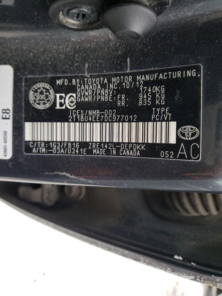 Photo 10 from auction – 2013 TOYOTA COROLLA BA with VIN 2T1BU4EE7DC977012
