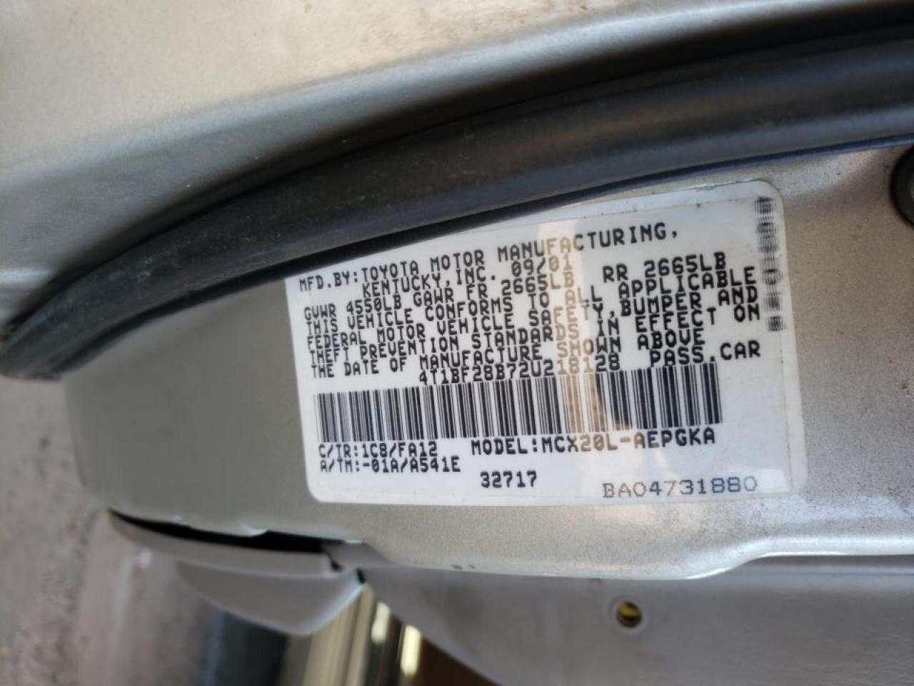 Photo 10 from auction – 2002 TOYOTA AVALON XL with VIN 4T1BF28B72U218128