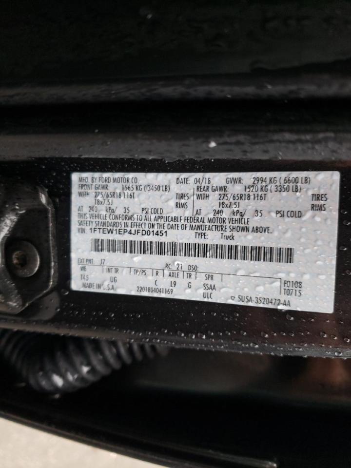 Photo 10 from auction – 2018 FORD F150 SUPER with VIN 1FTEW1EP4JFD01451