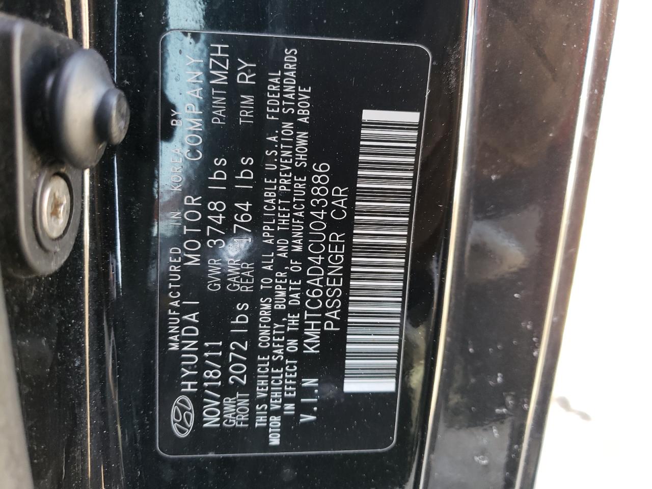 Zdjęcie 10 z aukcji – 2012 HYUNDAI VELOSTER z VIN KMHTC6AD4CU043886