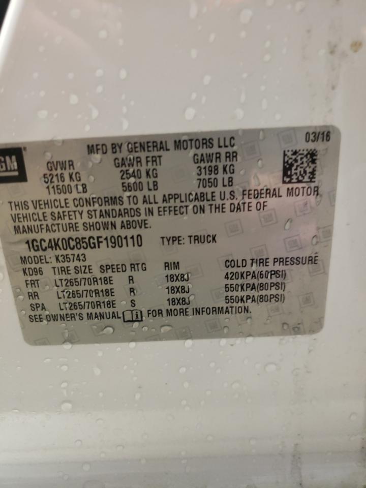 Photo 10 from auction – 2016 CHEVROLET SILVERADO with VIN 1GC4K0C85GF190110