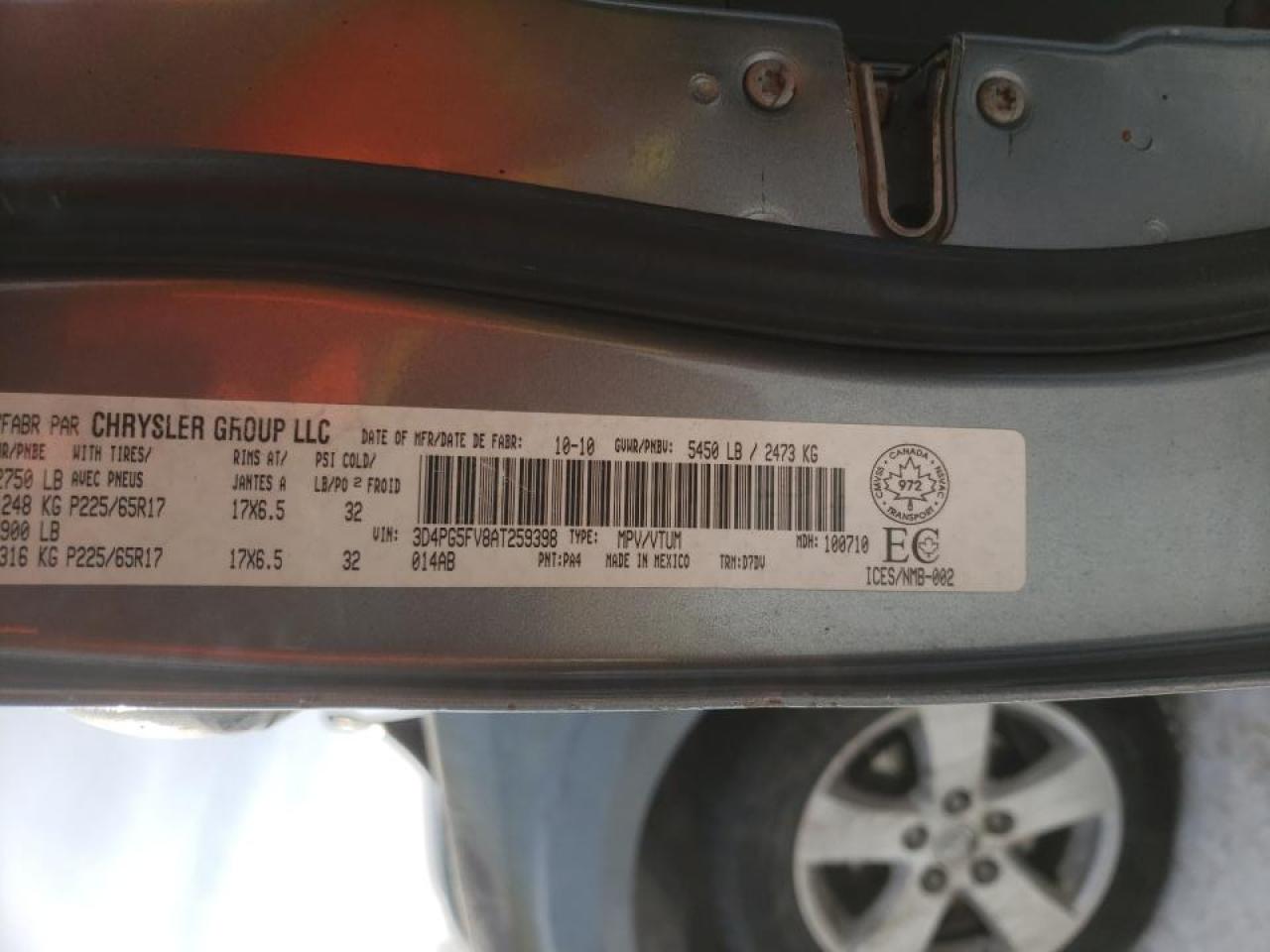 Photo 10 from auction – 2010 DODGE JOURNEY SX with VIN 3D4PG5FV8AT259398