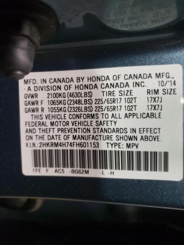 Photo 10 from auction – 2015 HONDA CR-V EXL with VIN 2HKRM4H74FH601153