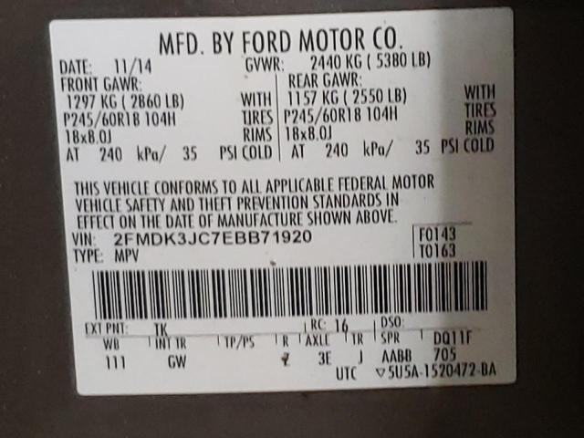 Photo 10 from auction – 2014 FORD EDGE SEL with VIN 2FMDK3JC7EBB71920