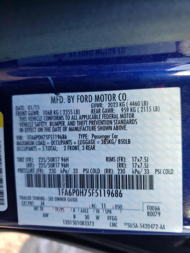 Photo 10 from auction – 2015 FORD FUSION SE with VIN 1FA6P0H75F5119686