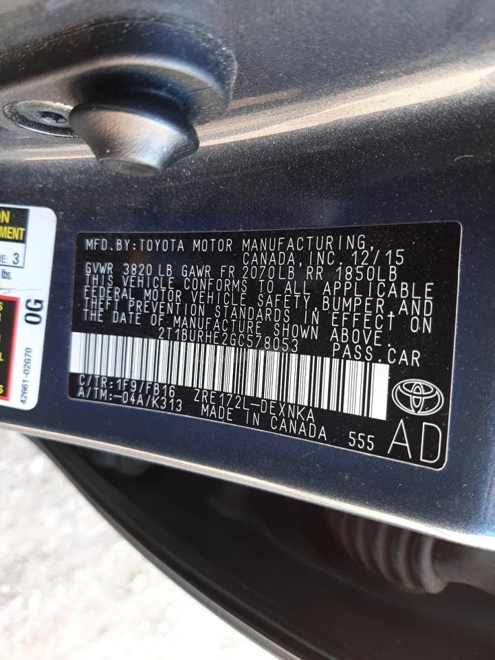 Photo 10 from auction – 2016 TOYOTA COROLLA L with VIN 2T1BURHE2GC578053