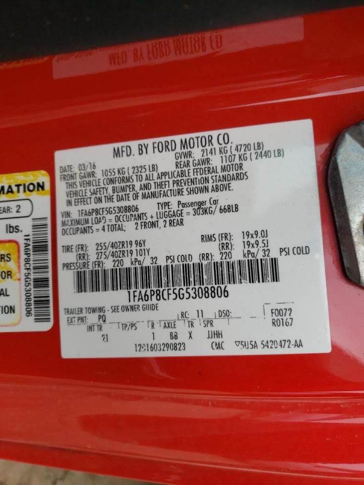 Photo 10 from auction – 2016 FORD MUSTANG GT with VIN 1FA6P8CF5G5308806