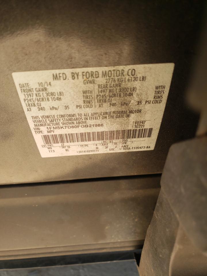 Photo 10 from auction – 2015 FORD EXPLORER X with VIN 1FM5K7D80FGB21986