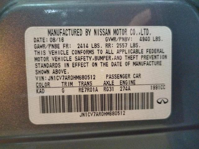 Photo 10 from auction – 2017 INFINITI Q50 BASE with VIN JN1CV7AR0HM680512