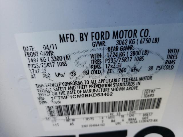 Photo 10 from auction – 2011 FORD F150 with VIN 1FTMF1CM9BKD53462