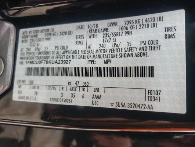 Photo 10 from auction – 2019 FORD ESCAPE S with VIN 1FMCU0F78KUA23927