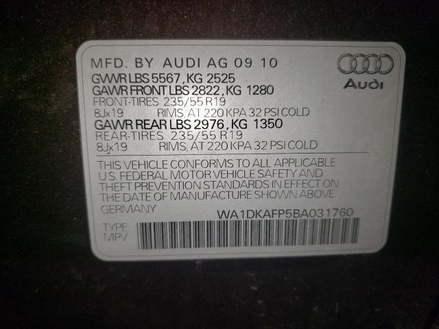 Photo 10 from auction – 2011 AUDI Q5 PREMIUM with VIN WA1DKAFP5BA031760