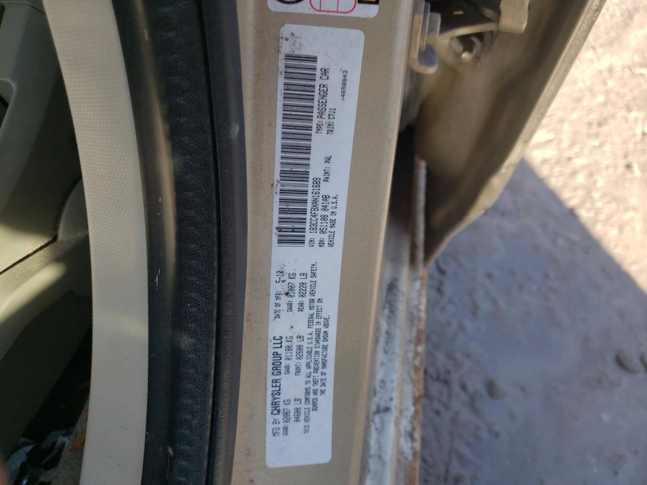 Photo 10 from auction – 2010 DODGE AVENGER SX with VIN 1B3CC4FBXAN161689