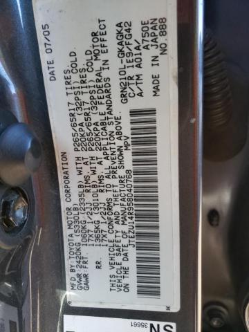 Photo 10 from auction – 2005 TOYOTA 4RUNNER with VIN JTEZU14R958040768