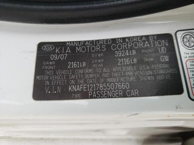 Photo 10 from auction – 2008 KIA SPECTRA EX with VIN KNAFE121785507660