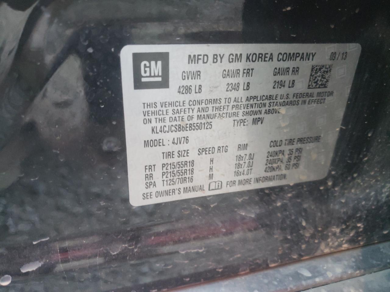 Photo 10 from auction – 2014 BUICK ENCORE with VIN KL4CJCSB6EB550125