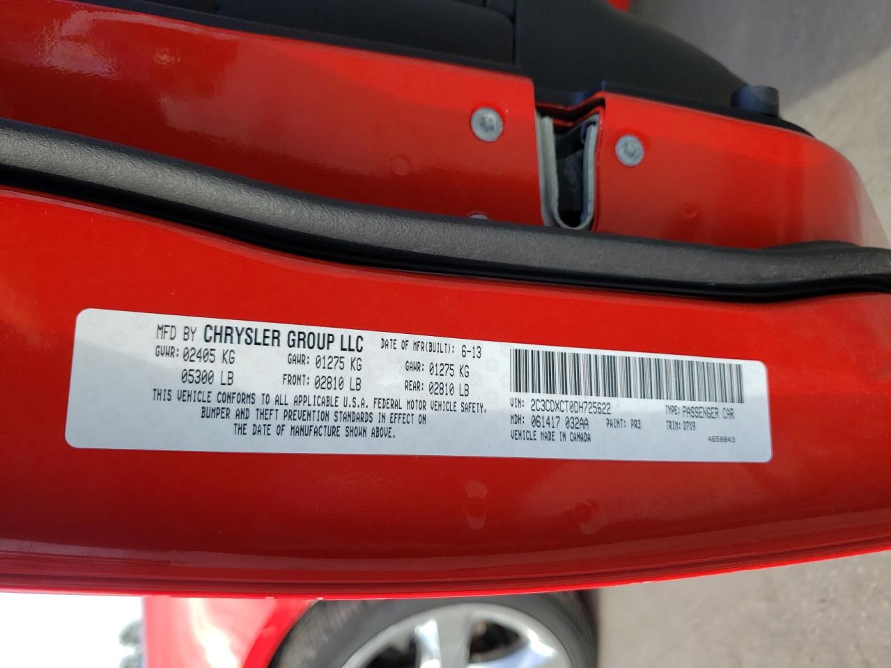 Photo 10 from auction – 2013 DODGE CHARGER R/ with VIN 2C3CDXCT0DH725622