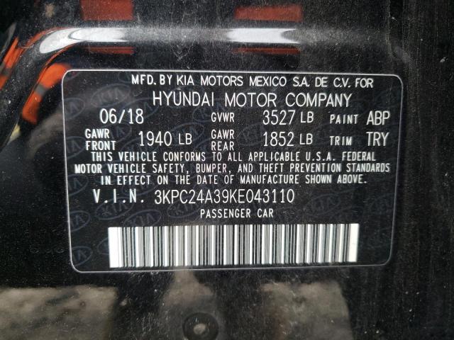 Photo 10 from auction – 2019 HYUNDAI ACCENT SE with VIN 3KPC24A39KE043110