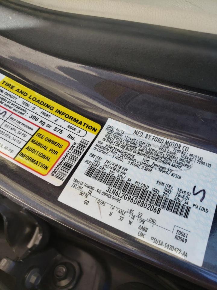 Photo 10 from auction – 2013 LINCOLN MKZ with VIN 3LN6L2G96DR802068
