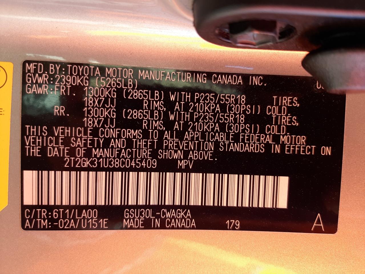 Photo 10 from auction – 2008 LEXUS RX 350 with VIN 2T2GK31U38C045409